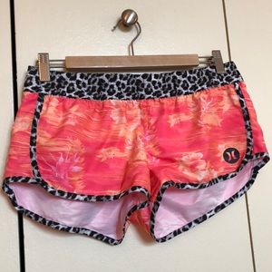 Hurley board shorts leopard print orange pink
